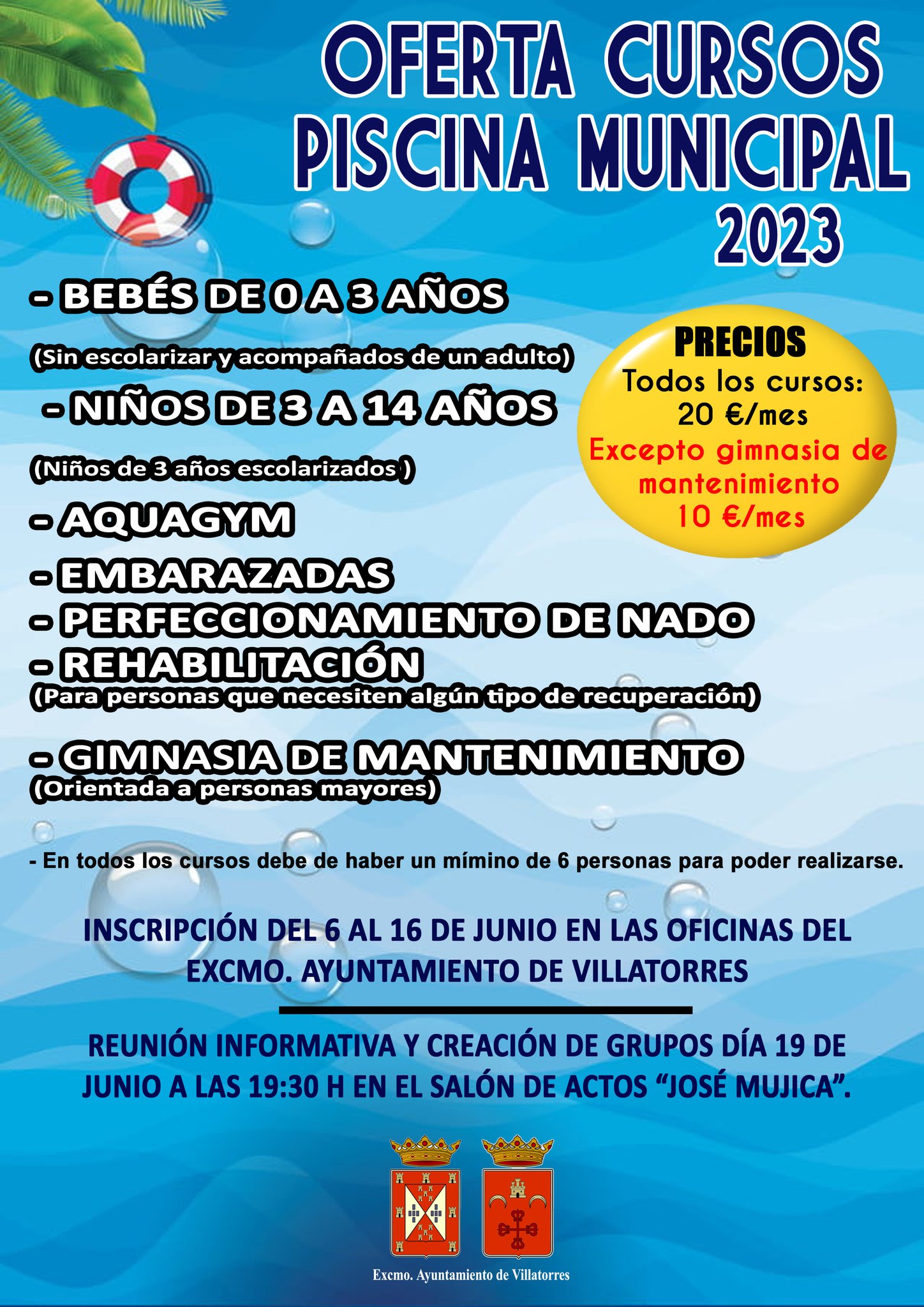Oferta Cursos Piscina Municipal 2023