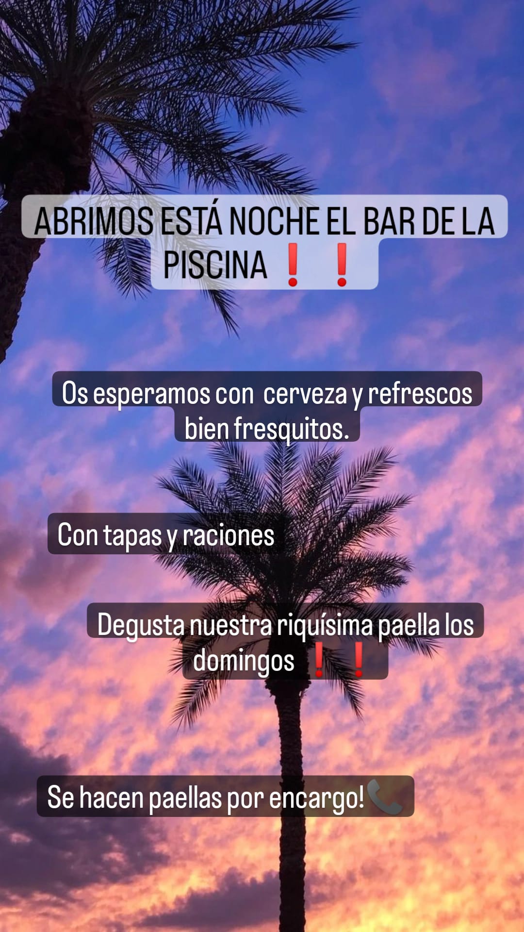 Apertura del Bar de la Piscina el 13 de Julio