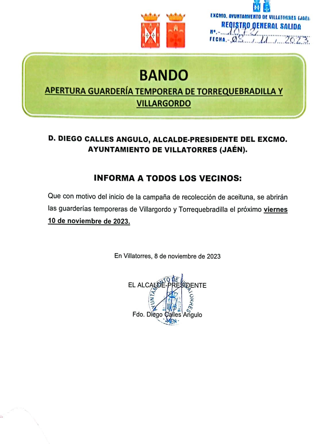 Apertura Guarderías Temporeras
