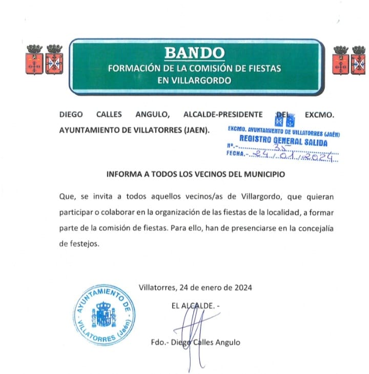 Bando Formación de Comisión de Fiestas