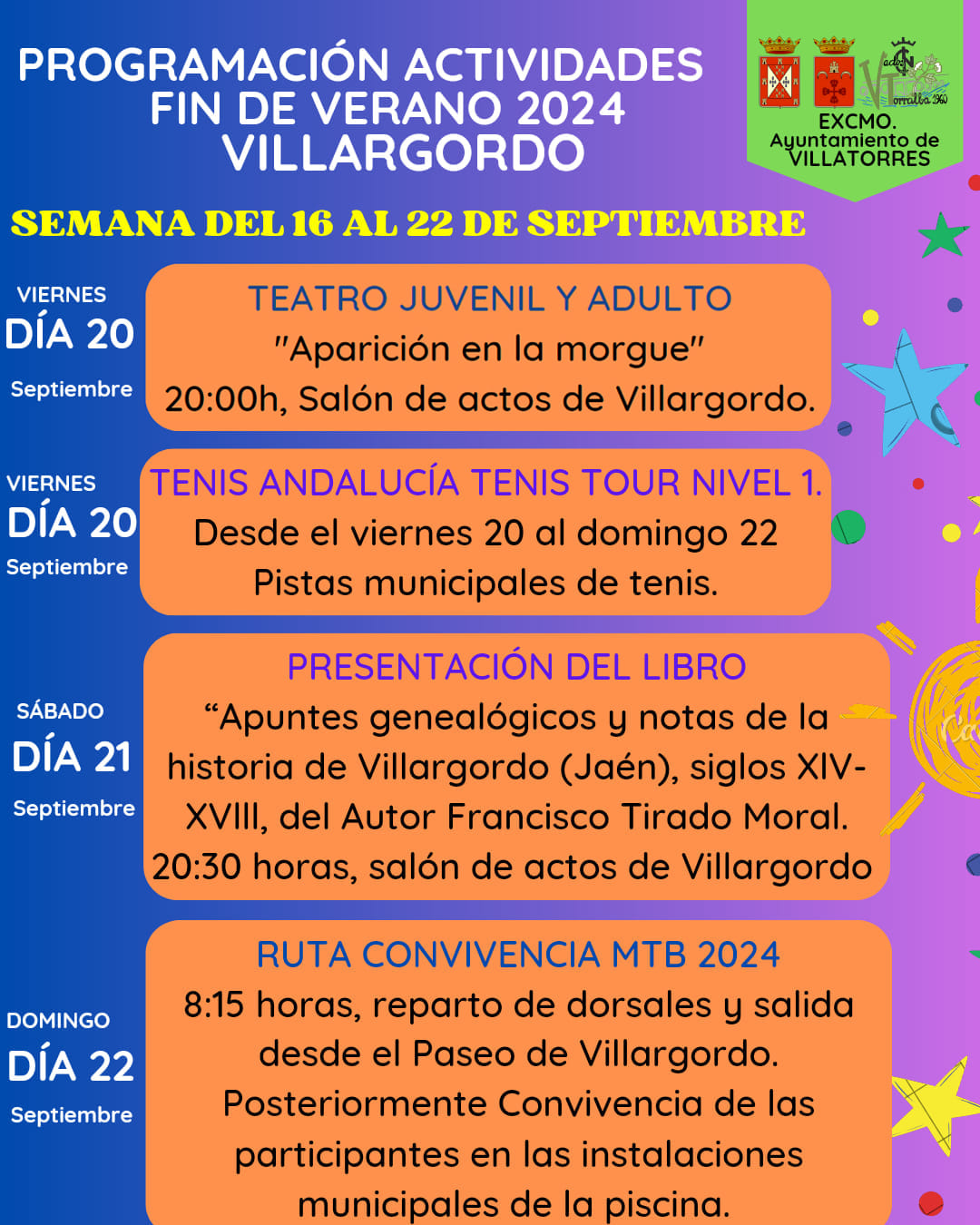 Actividades Fin de Verano del 16 al 22 de septiembre