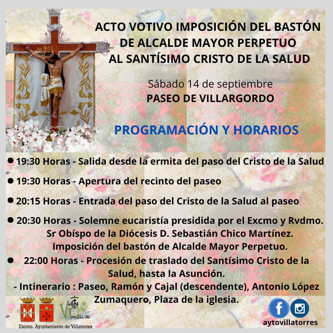Acto imposición de bastón de Alcalde Mayor Perpetuo al Santísimo Cristo de la Salud