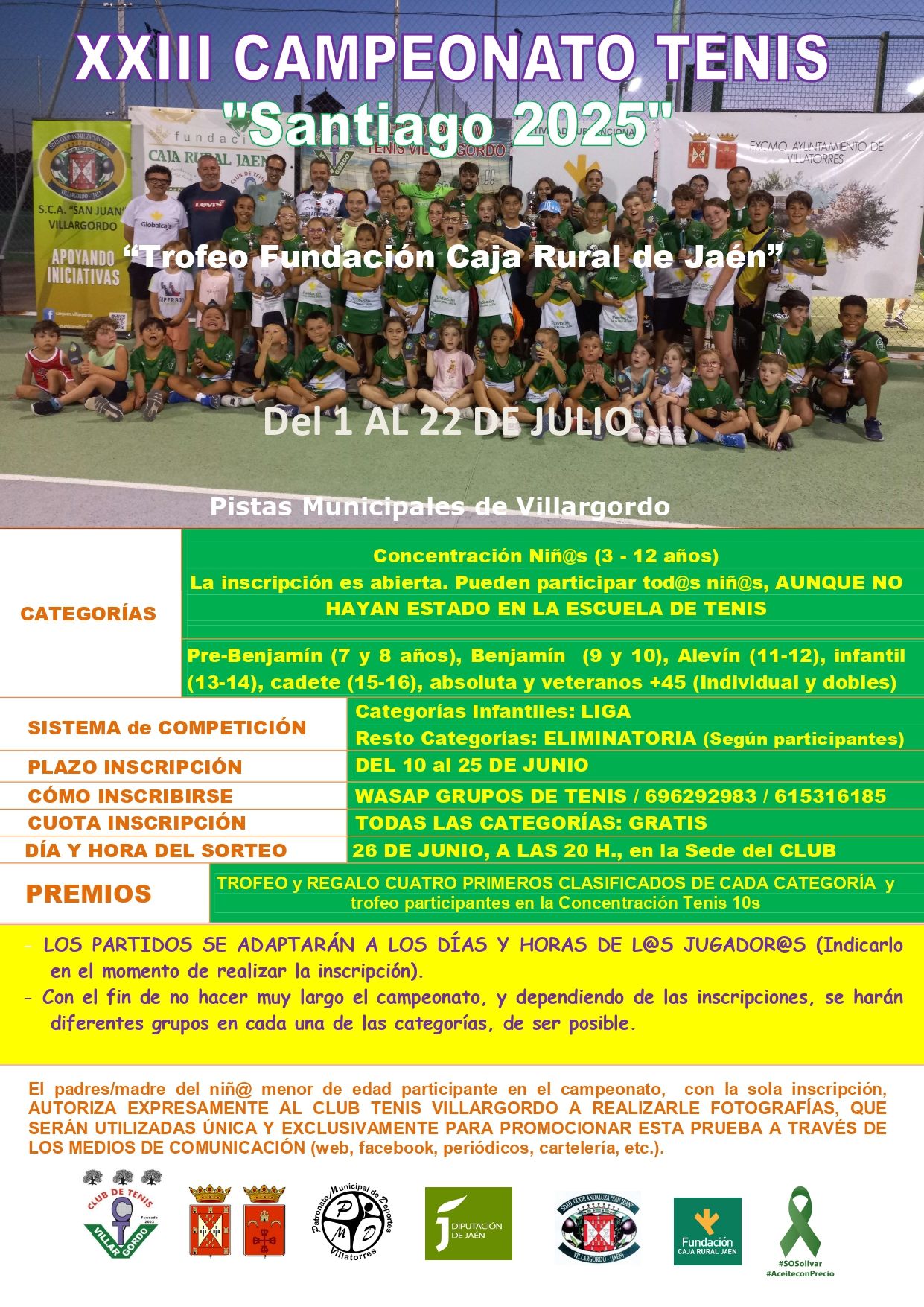 Abierto el plazo de inscripción al XXIII Campeonato de Tenis "Santiago 2025"