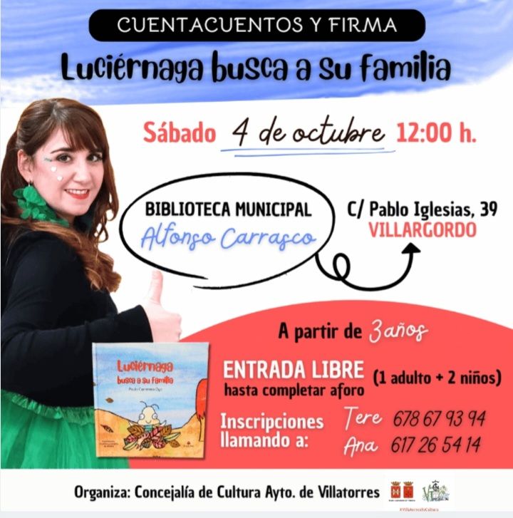Cuentacuentas y firma "Luciérnaga busca a su familia"